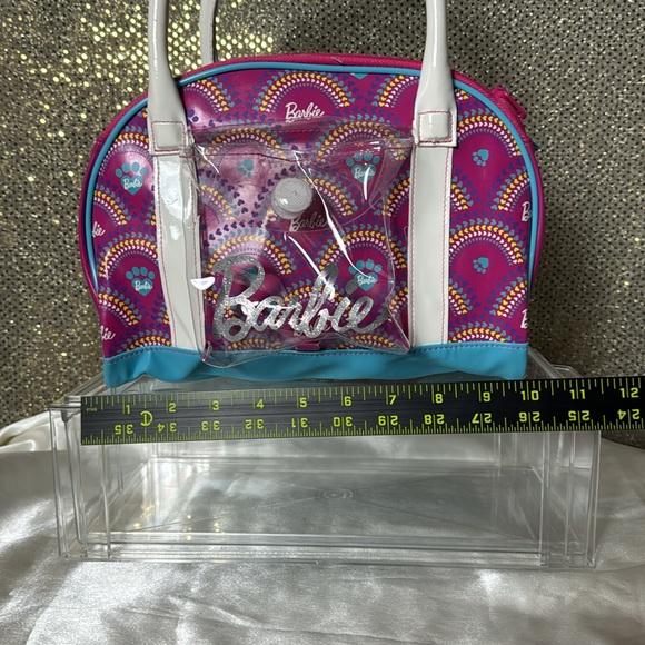 Barbie small glitter bowler bag purse clear pocket double zip top handbag - Picture 3 of 10